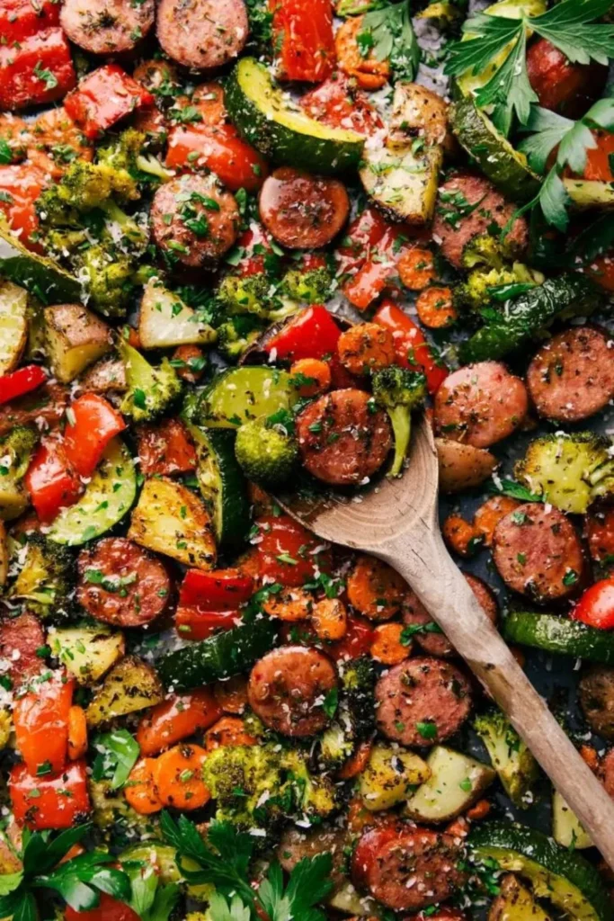8+ One-Pot Meals — The Best Dinner Recipes for Those Lazy Days- 
One–Pan Italian Sausage and Veggies
