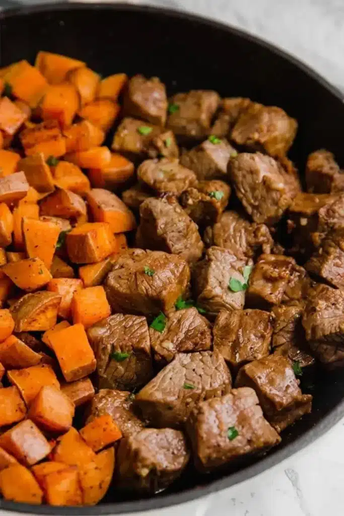 8+ One-Pot Meals — The Best Dinner Recipes for Those Lazy Days-8+ One-Pot Meals — The Best Dinner Recipes for Those Lazy Days-One-Pan Steak Bites & Sweet Potatoes