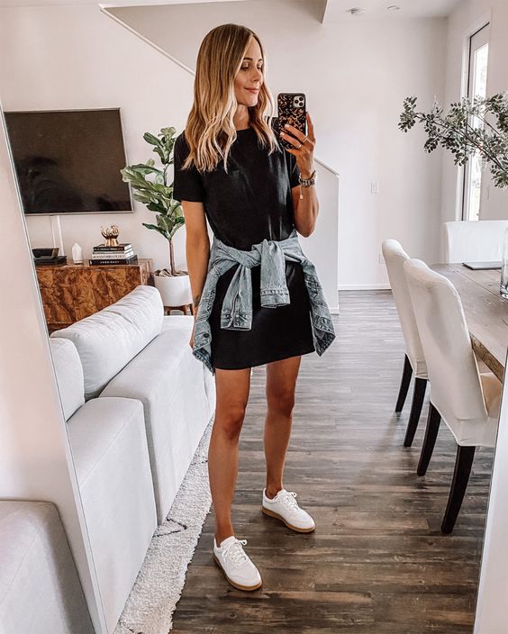 T-Shirt Dress and Sneakers