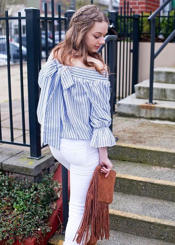 Off-the-Shoulder Top and Jeans