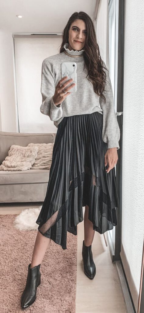 Blouse and Midi Skirt